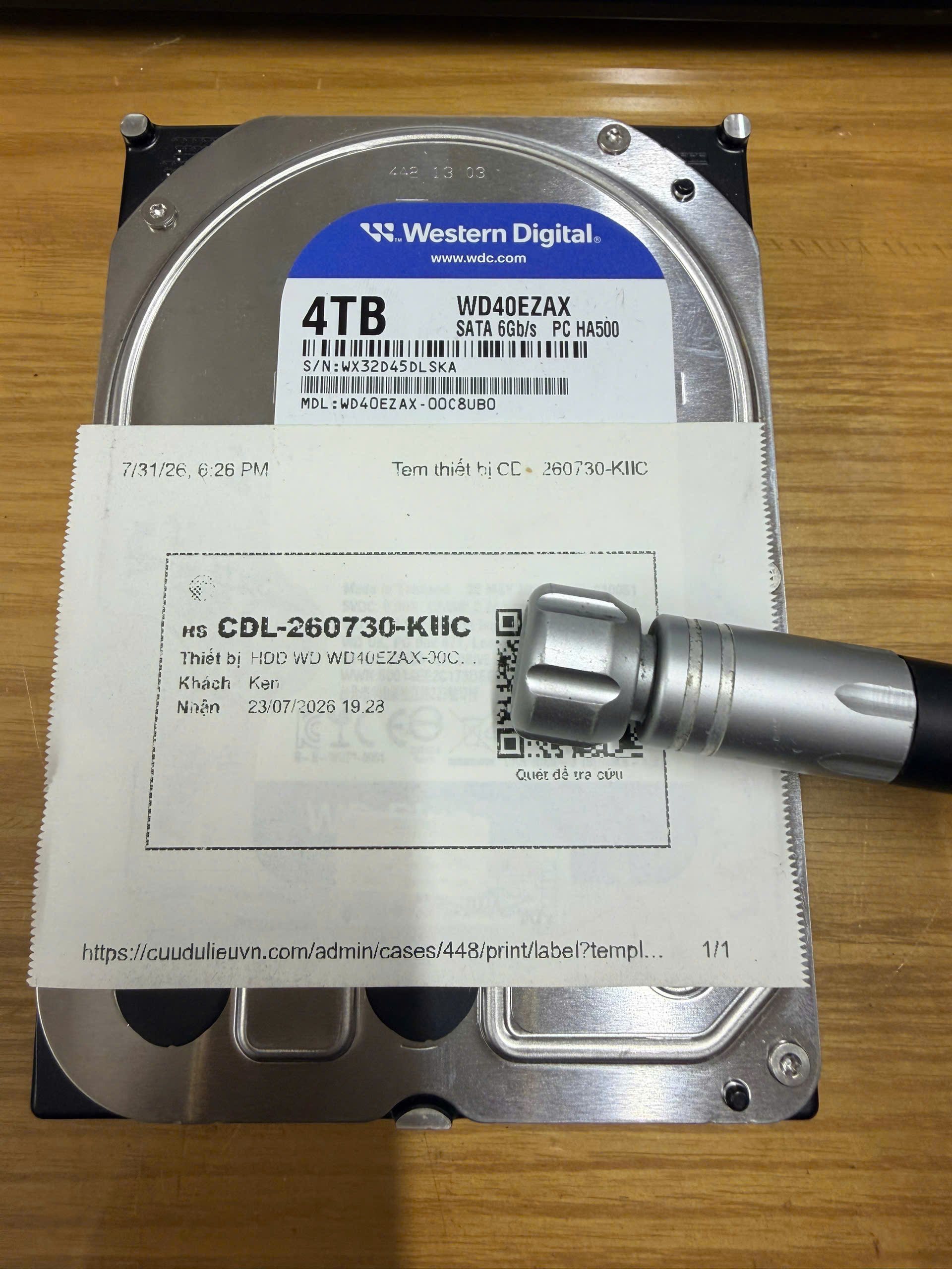Cứu dữ liệu ổ cứng 4TB WD cho bệnh viện Quân Y 108